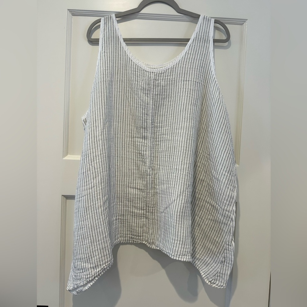 Blue Fish Striped Layer Vest in White - NWT!